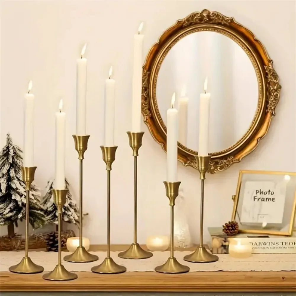 Six Piece Metal Taper Candle Holders Set for Romantic Decor