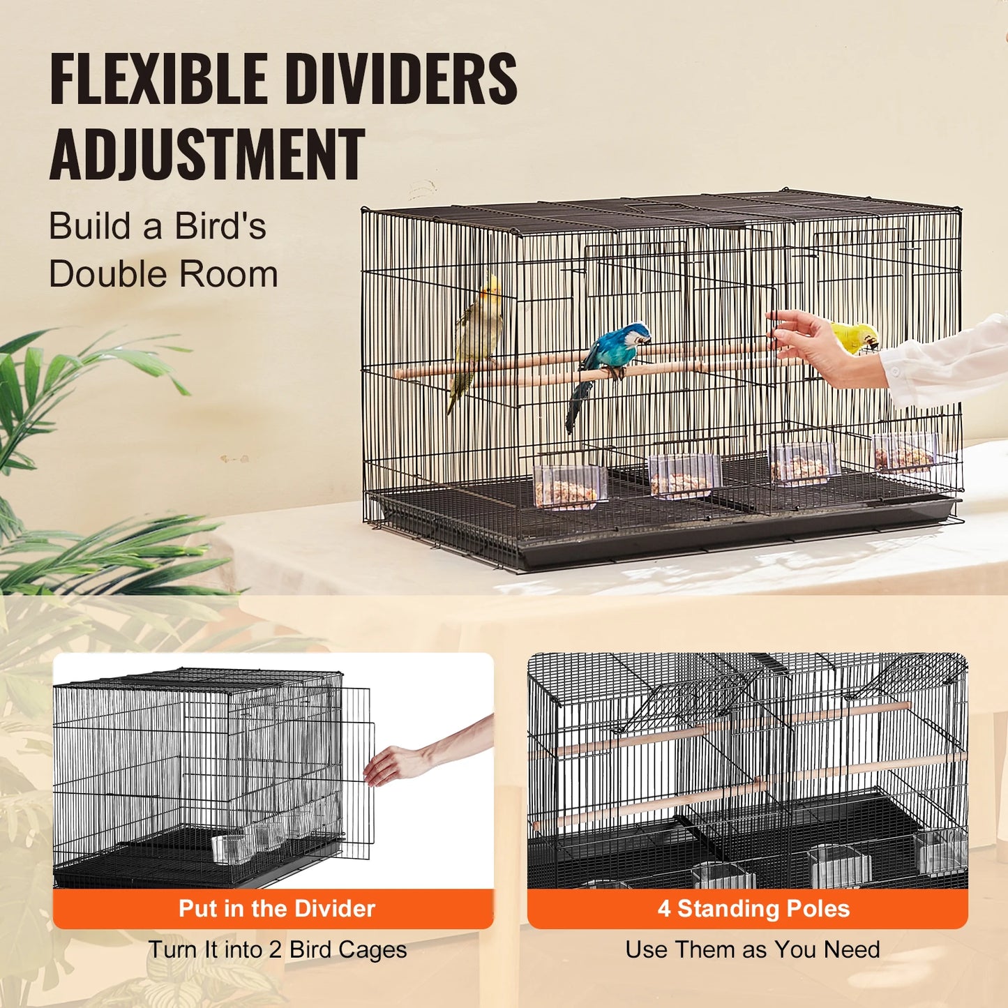 SucceBuy Flight Bird Cage Stackable Divider With Handle For Birds