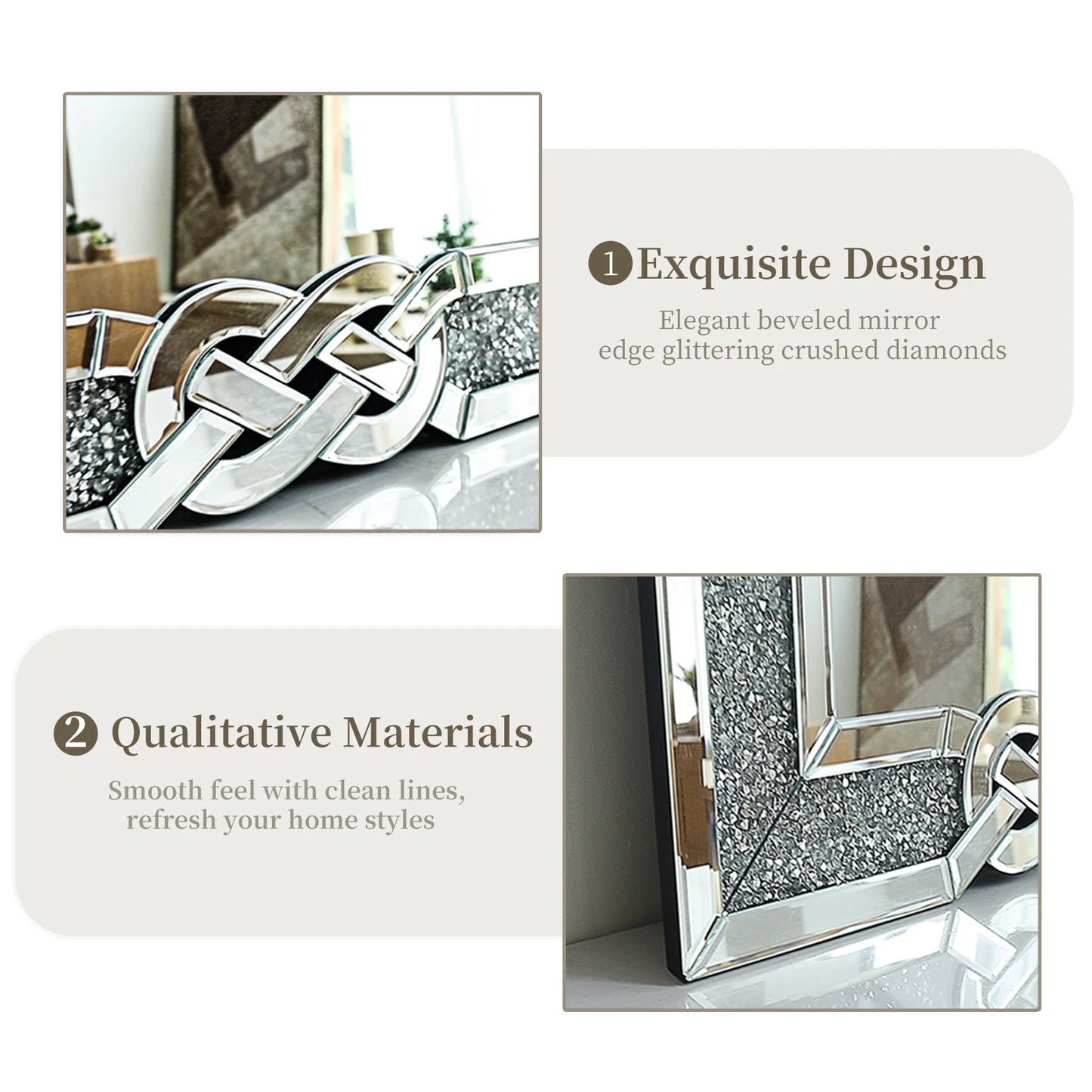 Wisfor Crushed Diamond Wall Mirror with Crystal Frame