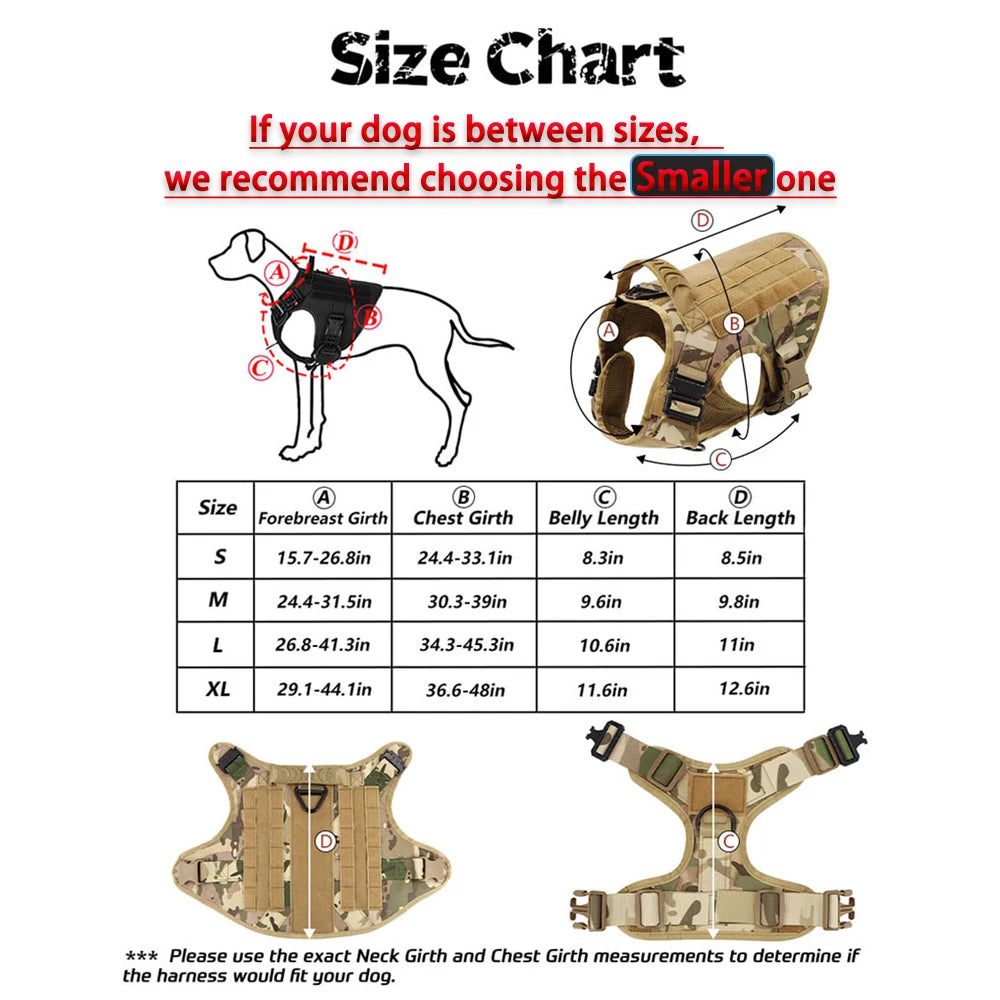 Tactical Dog Harness Leash Set With Handle No Pull Malinois