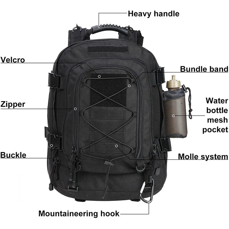 LQARMY Military Tactical Backpack With Molle Webbing For Hiking