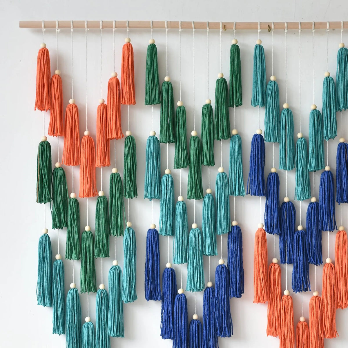 47"W x 39"L Handmade Wave Tassel Yarn Boho Wall Hanging, Farmhouse Wall Decor Gift for Bedroom Living Room Nursery Home Office Dorm