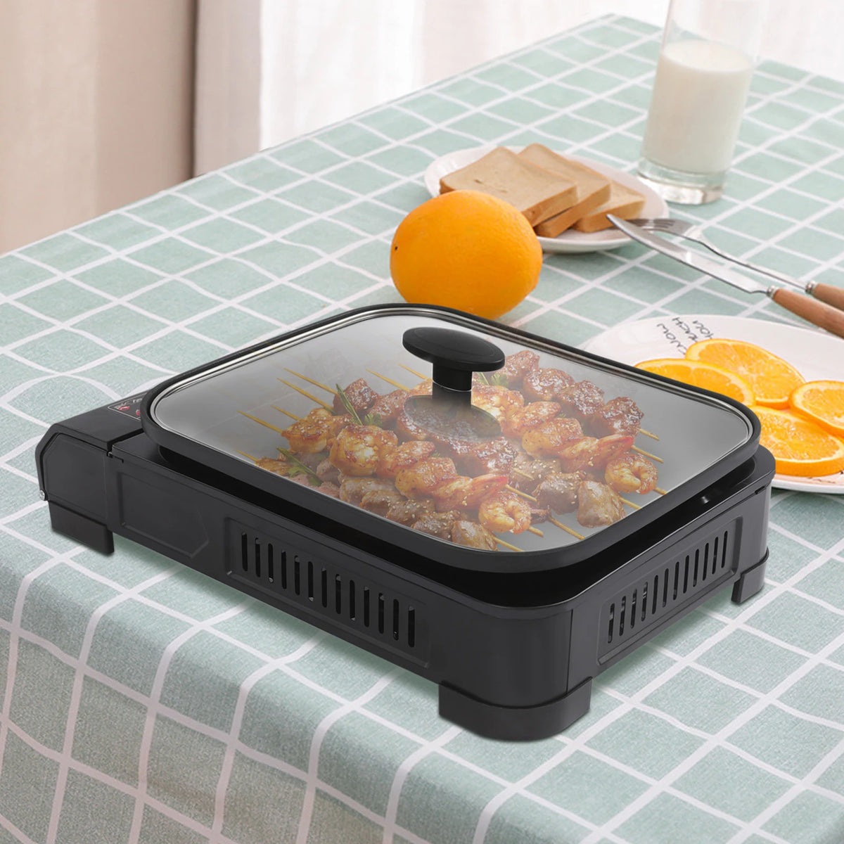 Portable 2.1KW Butane Gas Grill Stove With Pan Lid