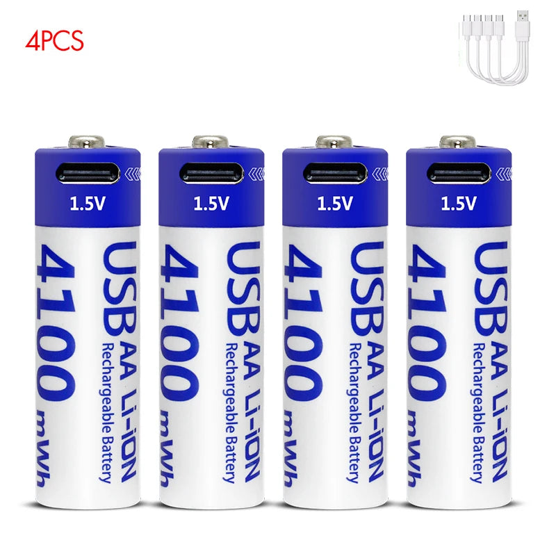 Kuugro USB Rechargeable AA Battery 1.5V 4100mWh Type-C Li-Ion