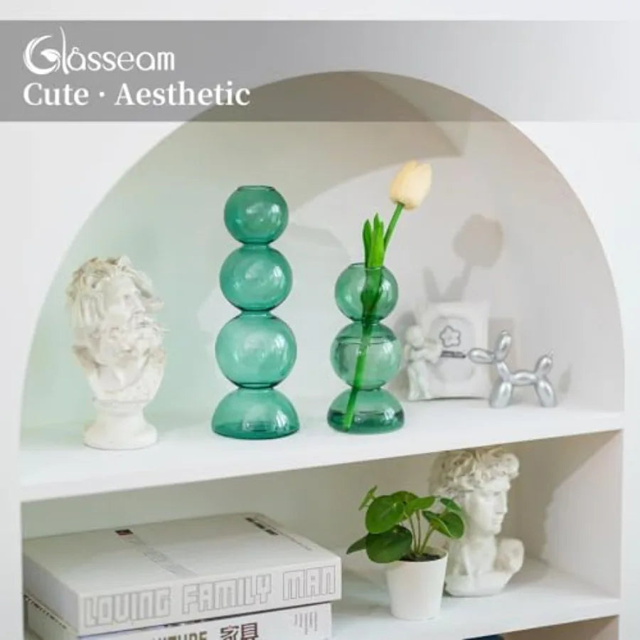 Glassseam Decorative Round Flower Vase for Modern Aesthetic Home Display