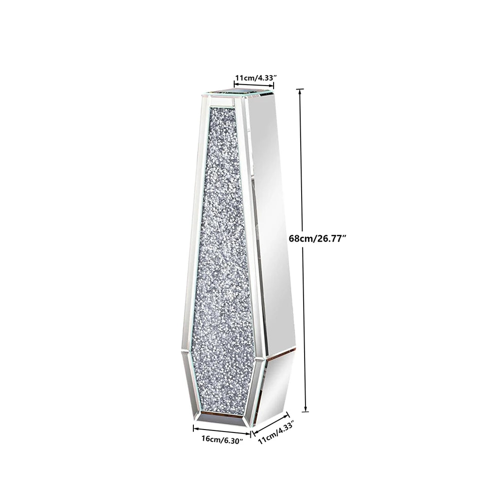 Luxury Crushed Diamond Mirrored Floor Glass Flower Vase