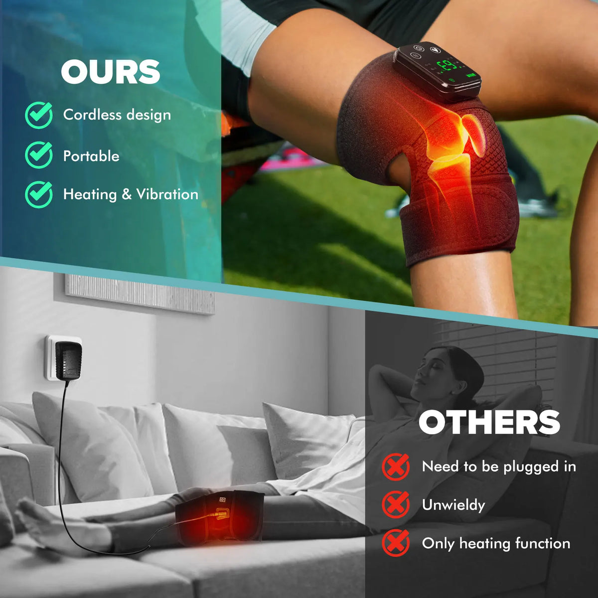 Moajaza 3-In-1 Electric Heated Vibration Massage Knee Pad