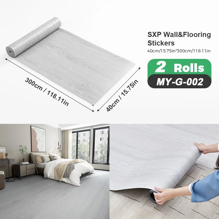 Two Rolls Self-Adhesive Wall And Floor Sticker Wood Grain Marble Design