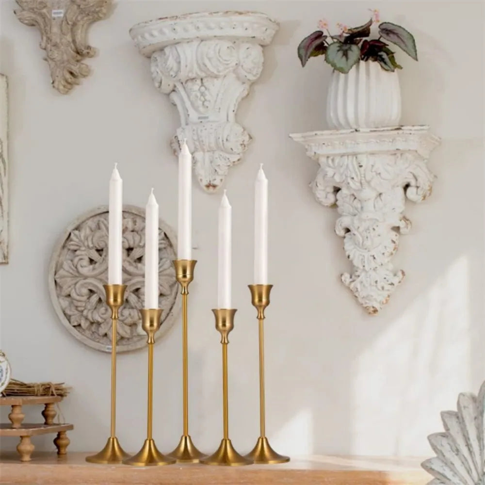 Six Piece Metal Taper Candle Holders Set for Romantic Decor