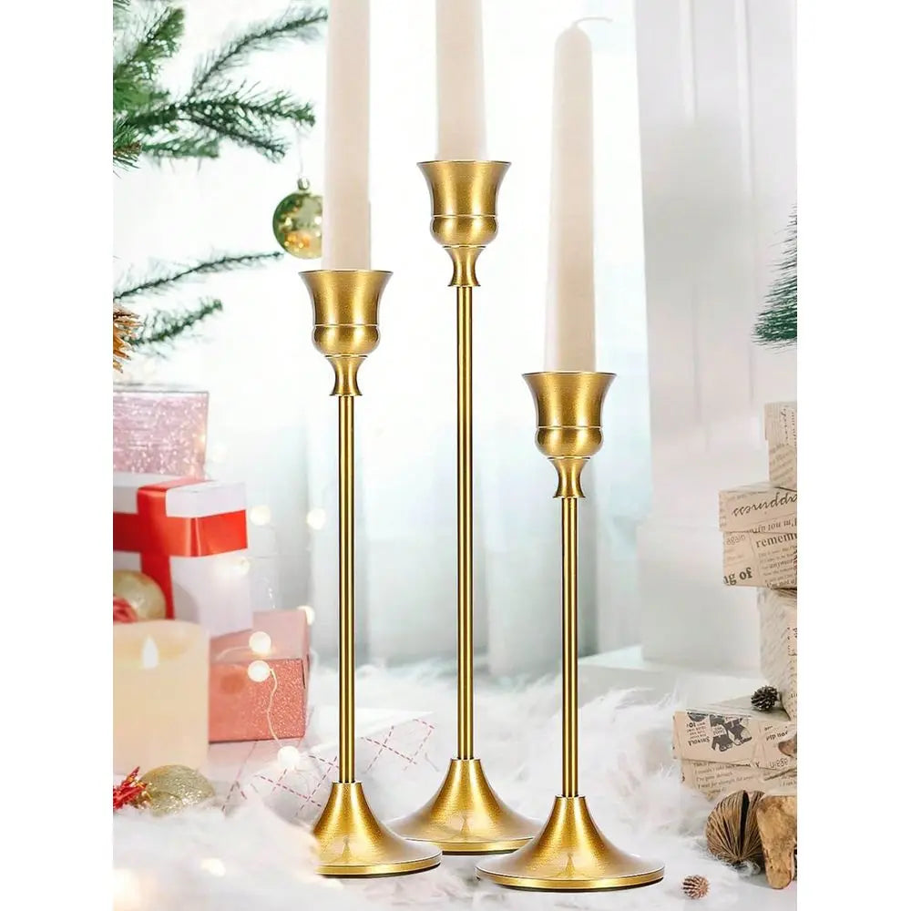 Golden Metal Decorative Candle Holder Stand Antique Brass