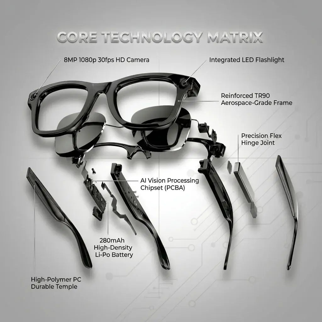 Smart Glasses GS4 MAX Dual Lens 8MP 1080p Video Translator