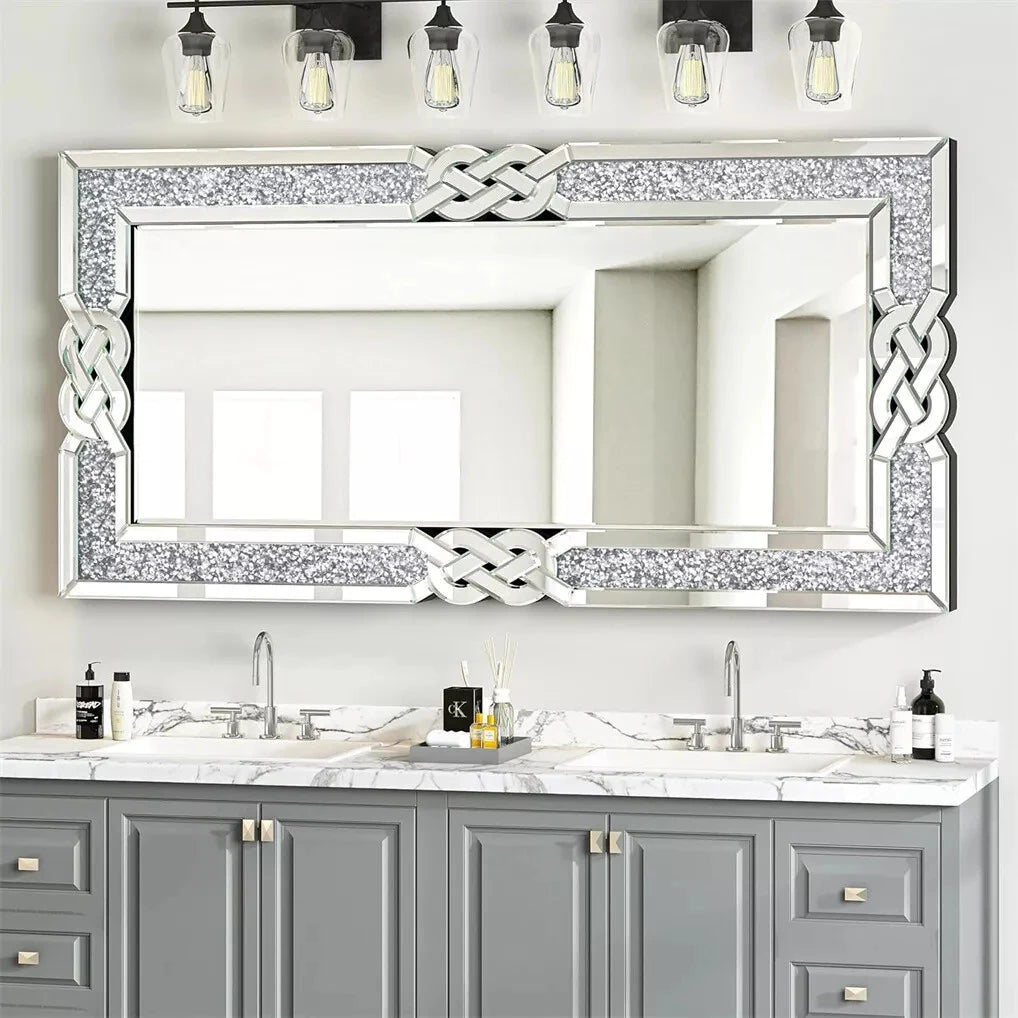 Wisfor Crushed Diamond Wall Mirror with Crystal Frame
