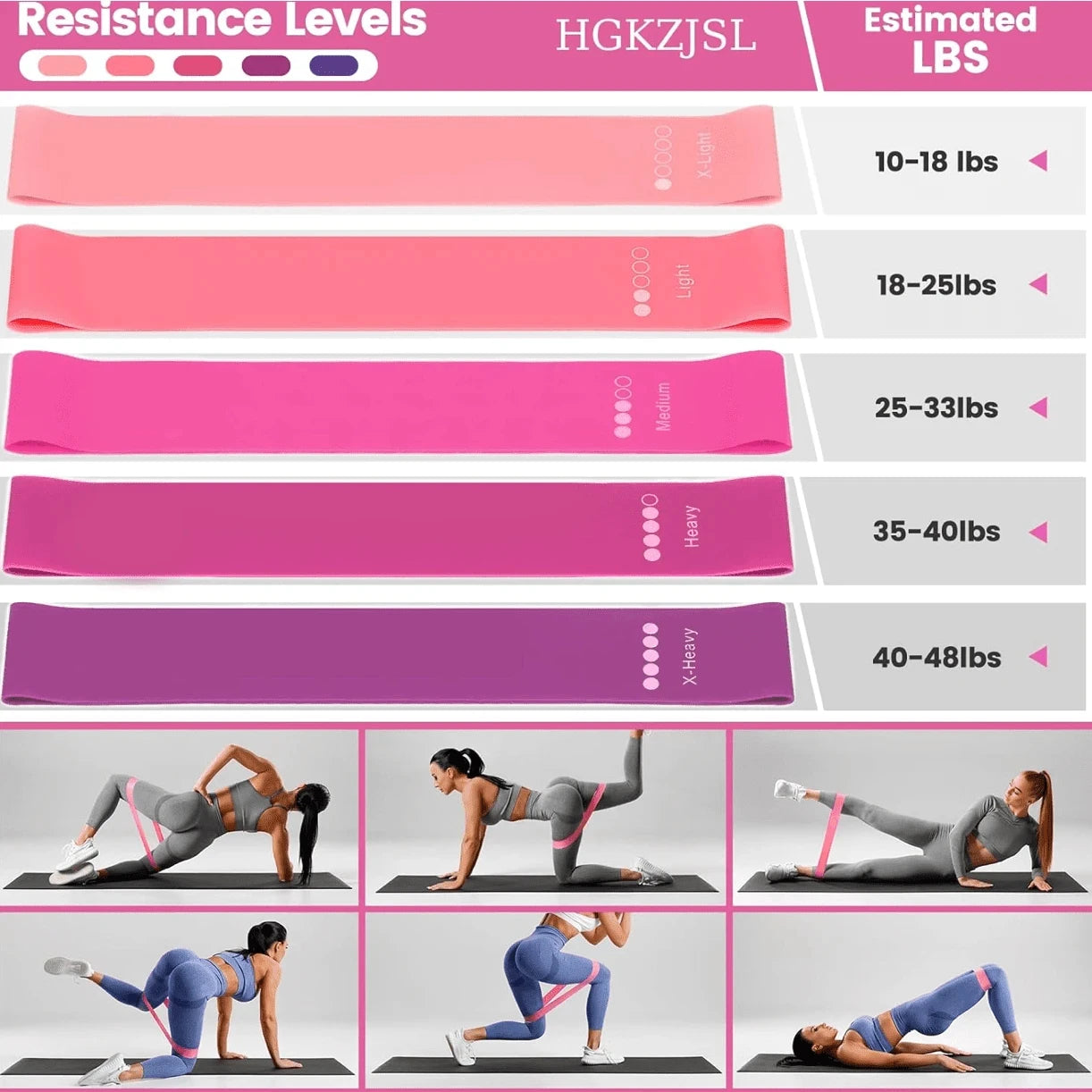 5 Piece Resistance Bands Set Elastic Loop for Yoga Pilates