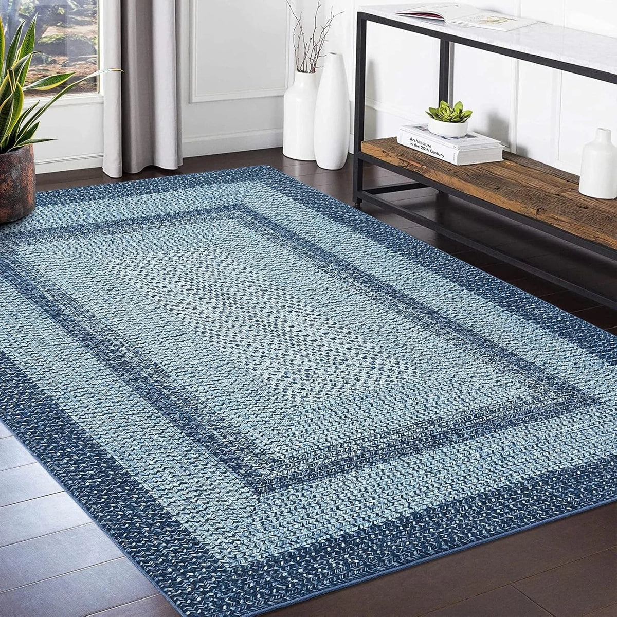 Area Rug Living Room Braided Printed Rug for Bedroom,Machine Washable Large Carpet Runner Rug for Hallway Kitchen