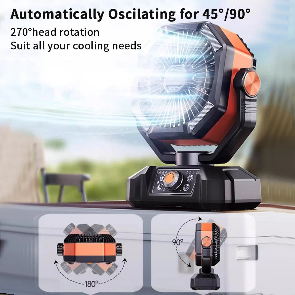 SKYTOO 20000mAh Camping Fan With 4 LED Lanterns For Outdoor Camping 8 Speeds
