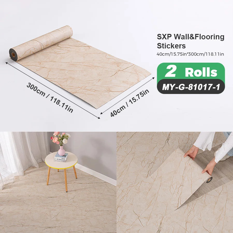 Two Rolls Self-Adhesive Wall And Floor Sticker Wood Grain Marble Design