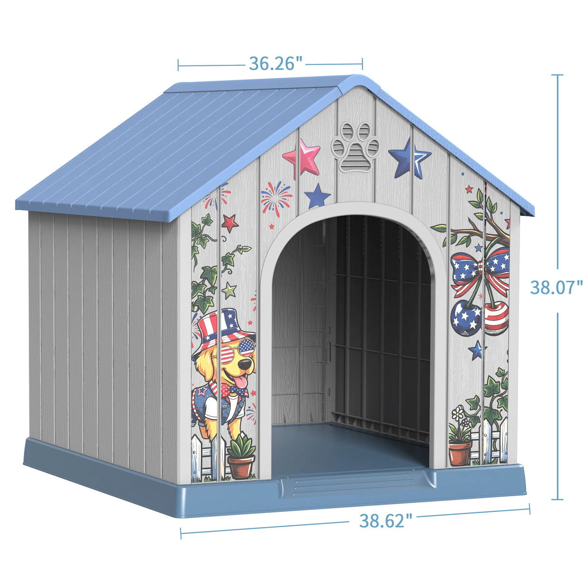 Weatherproof Plastic Outdoor Dog House With Printed Door