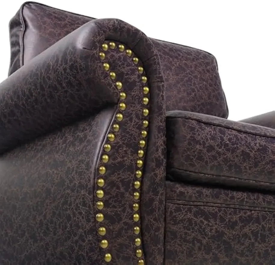 Mid Century Vintage Rivet Design Sofa Set For Living Room