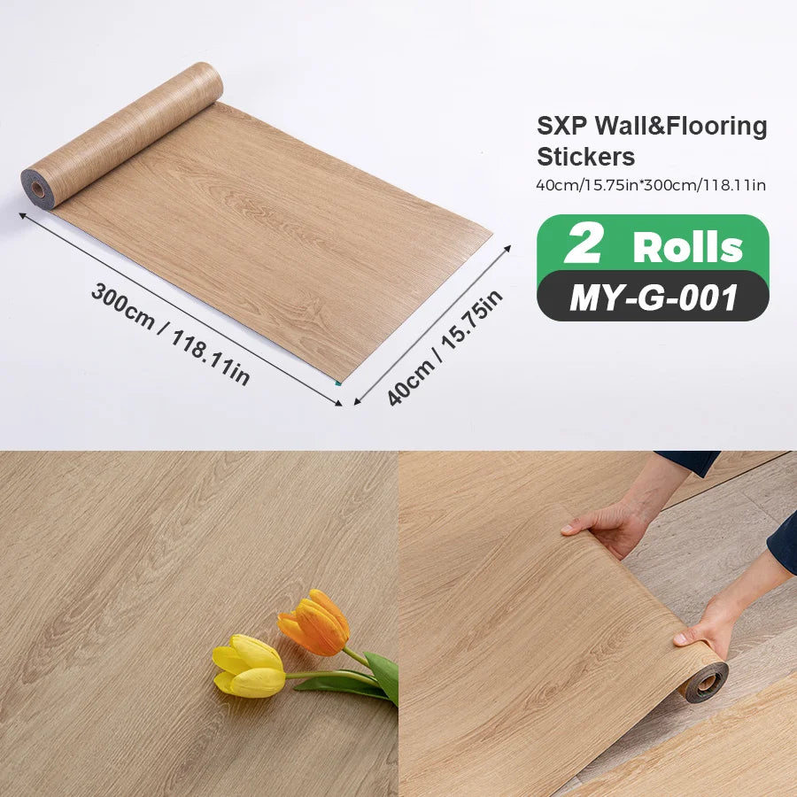 Two Rolls Self-Adhesive Wall And Floor Sticker Wood Grain Marble Design