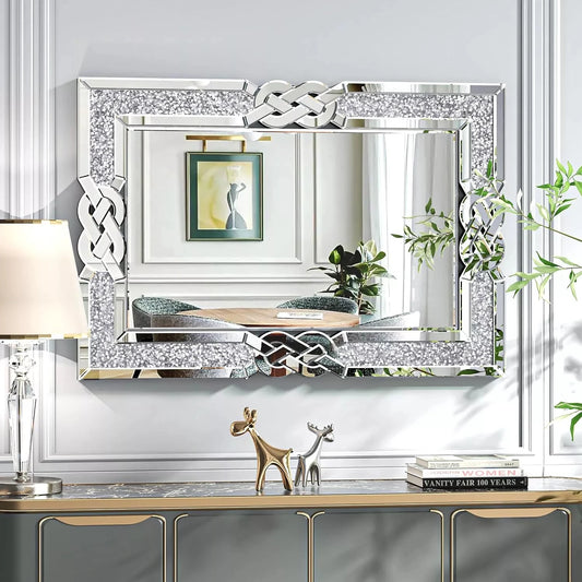 Wisfor Crushed Diamond Wall Mirror with Crystal Frame