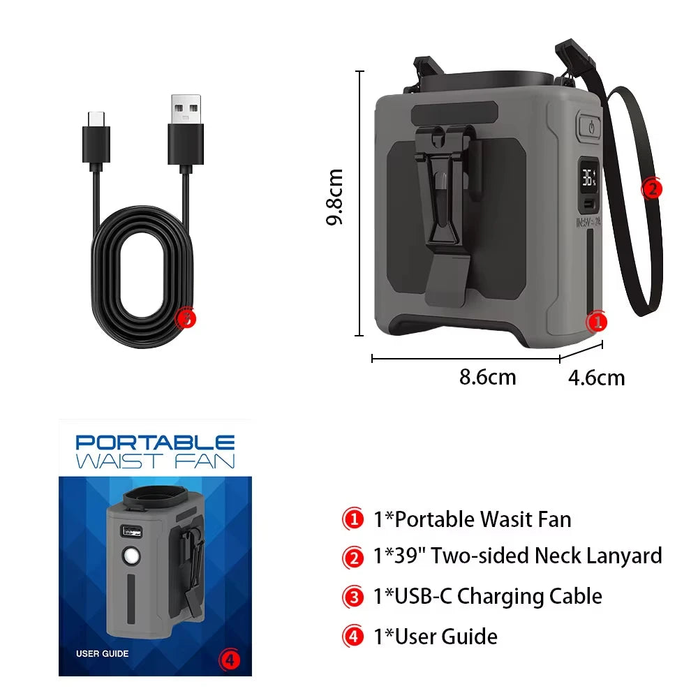 10000mAh Portable Neck Worn Fan With LED Light Power Bank