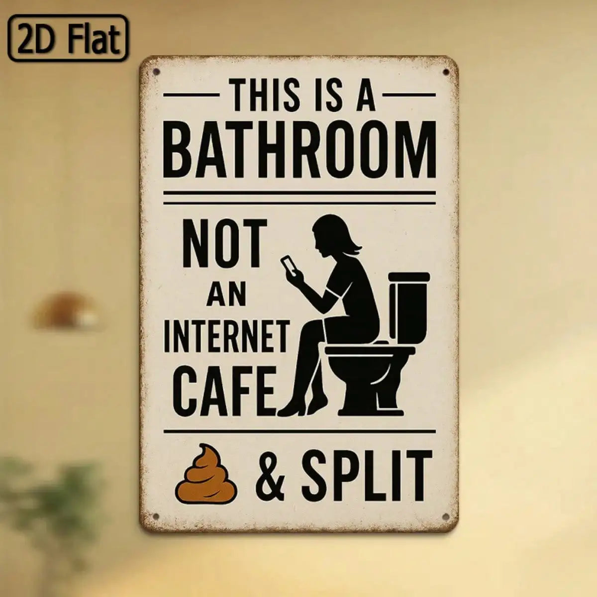 Vintage Style Tin Sign Bathroom Humor Wall Art for Restroom and Office