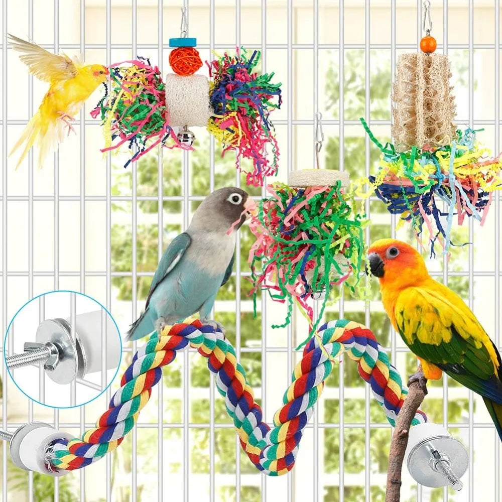 Bird Chew Toys For Parrots Paper Balls Foraging Cage