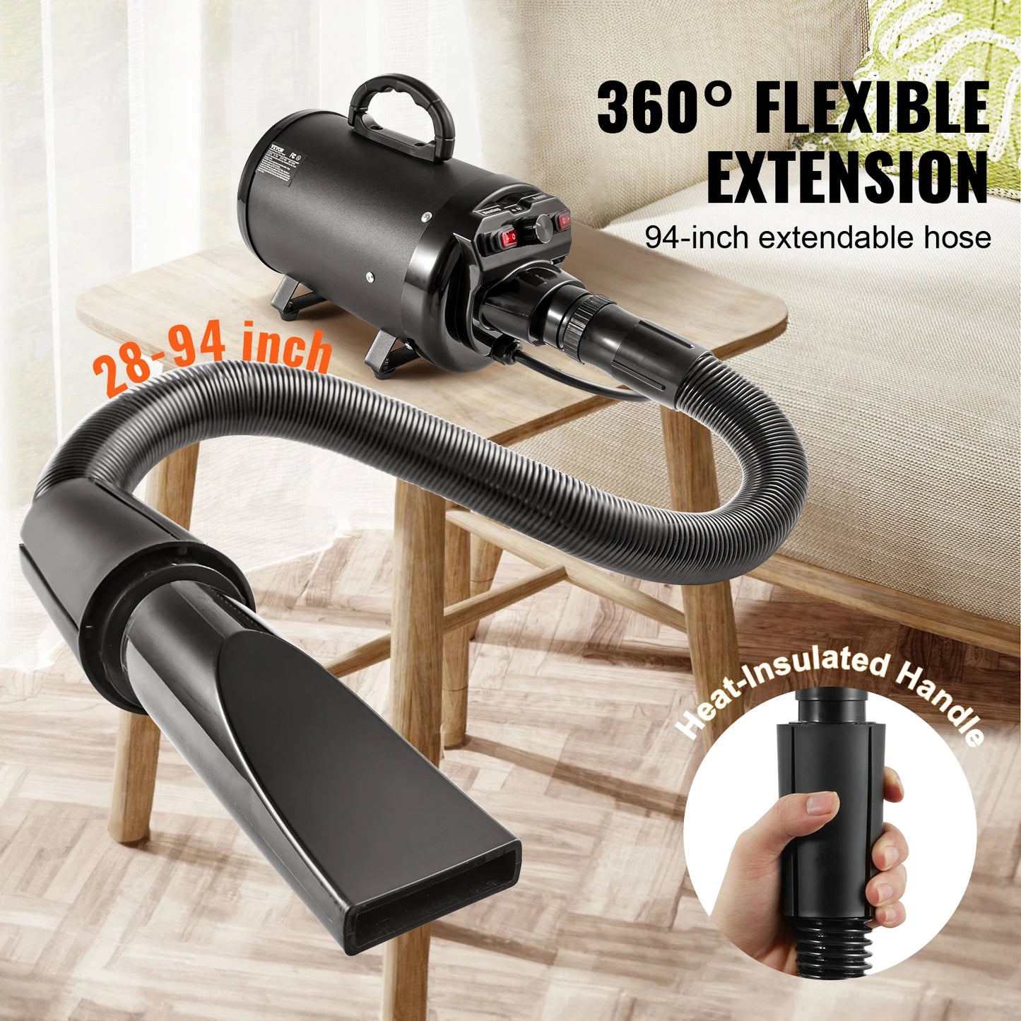 SucceBuy 2000W 2 7HP Dog Dryer With Adjustable Speed Nozzles