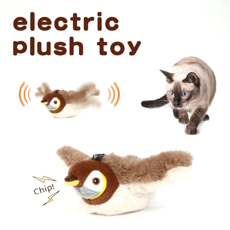 Interactive Simulated Bird Cat Toy Touch Activated Rechargeable Plush