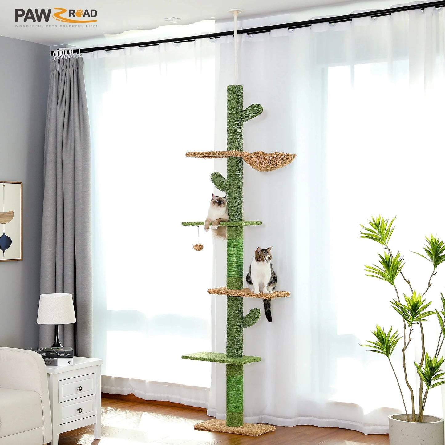 PAWZ Road Cat Tree 5 Tier Floor to Ceiling Tower Scratching Post