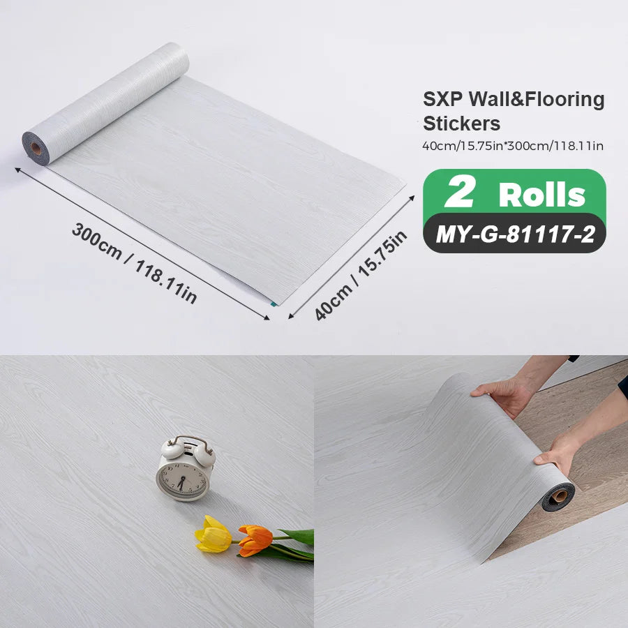 Two Rolls Self-Adhesive Wall And Floor Sticker Wood Grain Marble Design