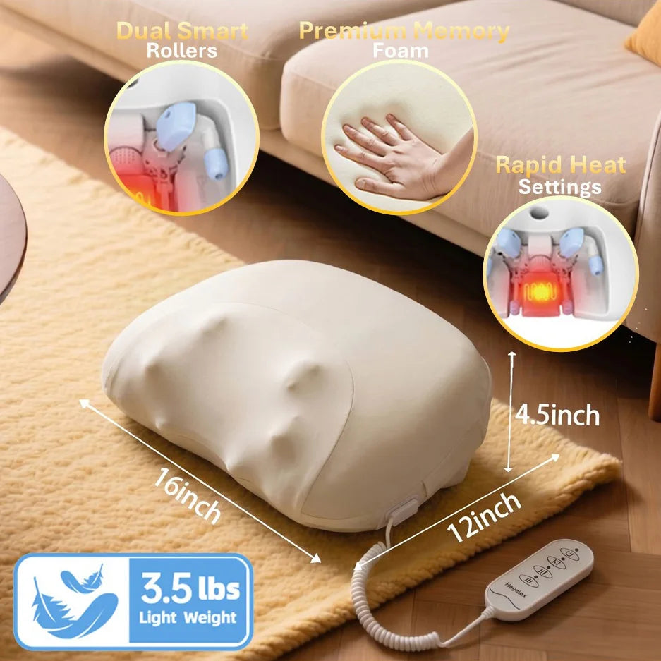 Heyelax Neck Massager Pillow With Heat Shiatsu For Pain Relief