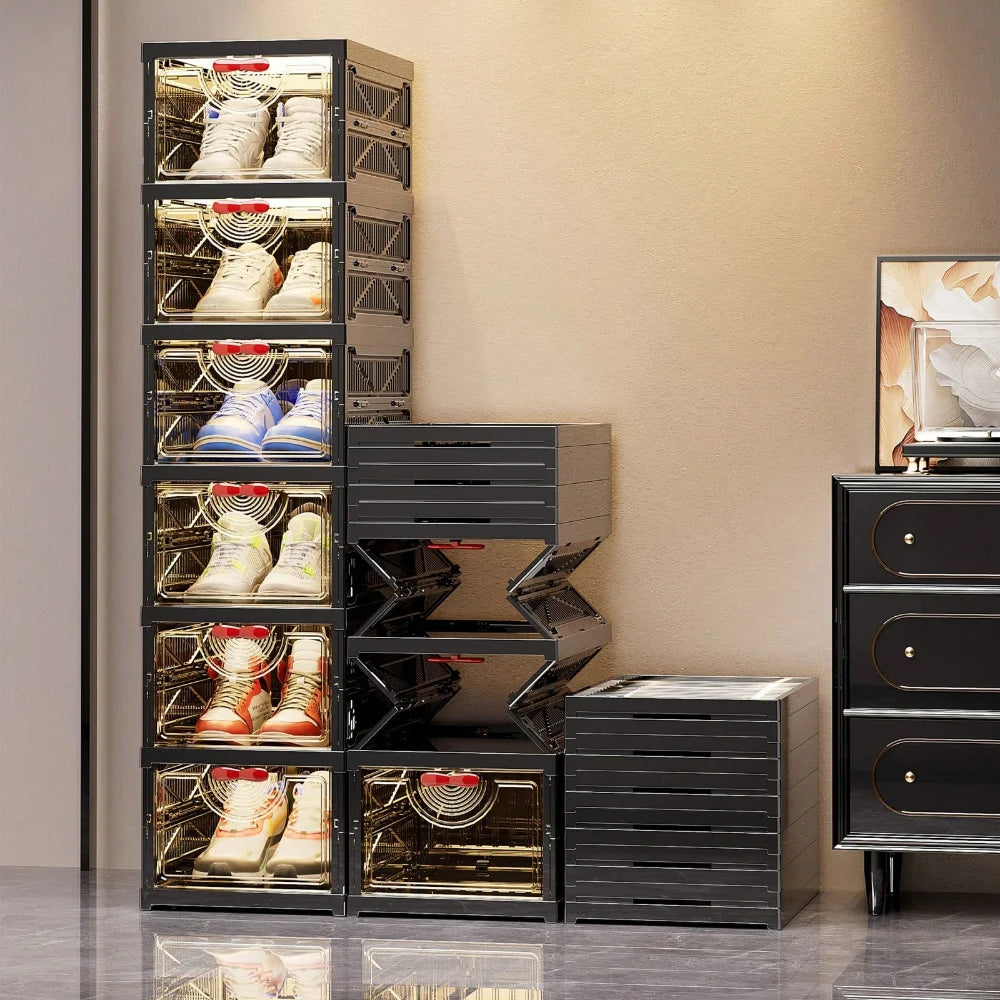 Foldable Shoe Box 6 Layer Transparent Storage For Entryway