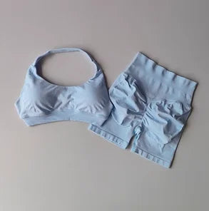 Seamless Breathable Yoga Bra And Shorts Set For Women