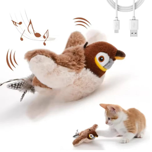 Interactive Simulated Bird Cat Toy Touch Activated Rechargeable Plush
