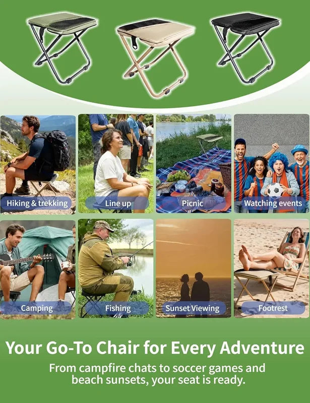 Portable Folding Camping Stool All-Terrain Anti-Sink Feet Chair