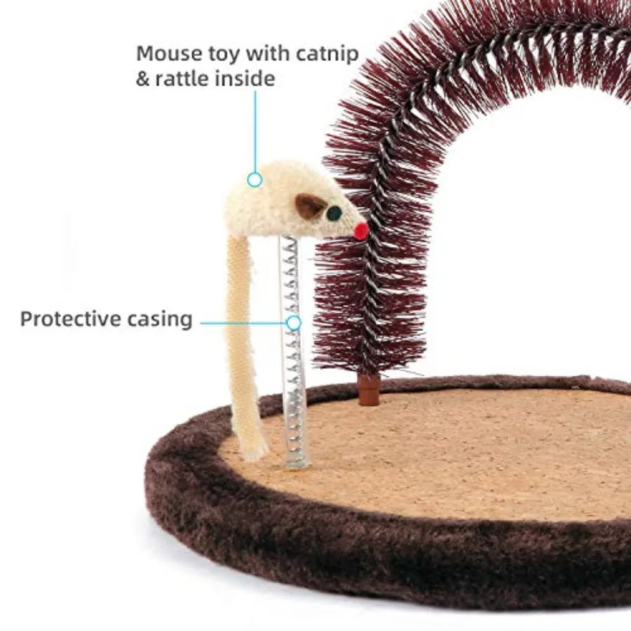 Cat Self Grooming Arch Brush With Wooden Scratching Pad