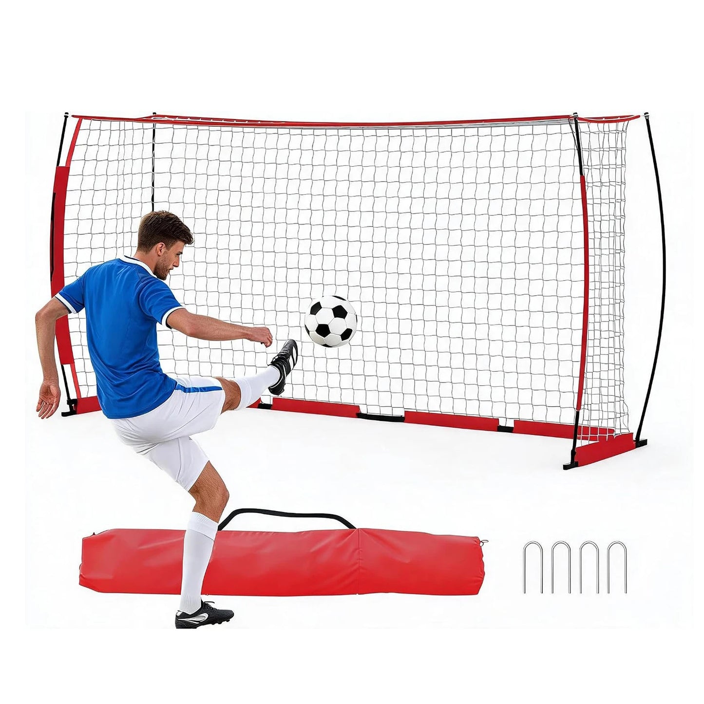 HiMISS Heavy Duty Steel Soccer Goal Foldable With Fiberglass Poles