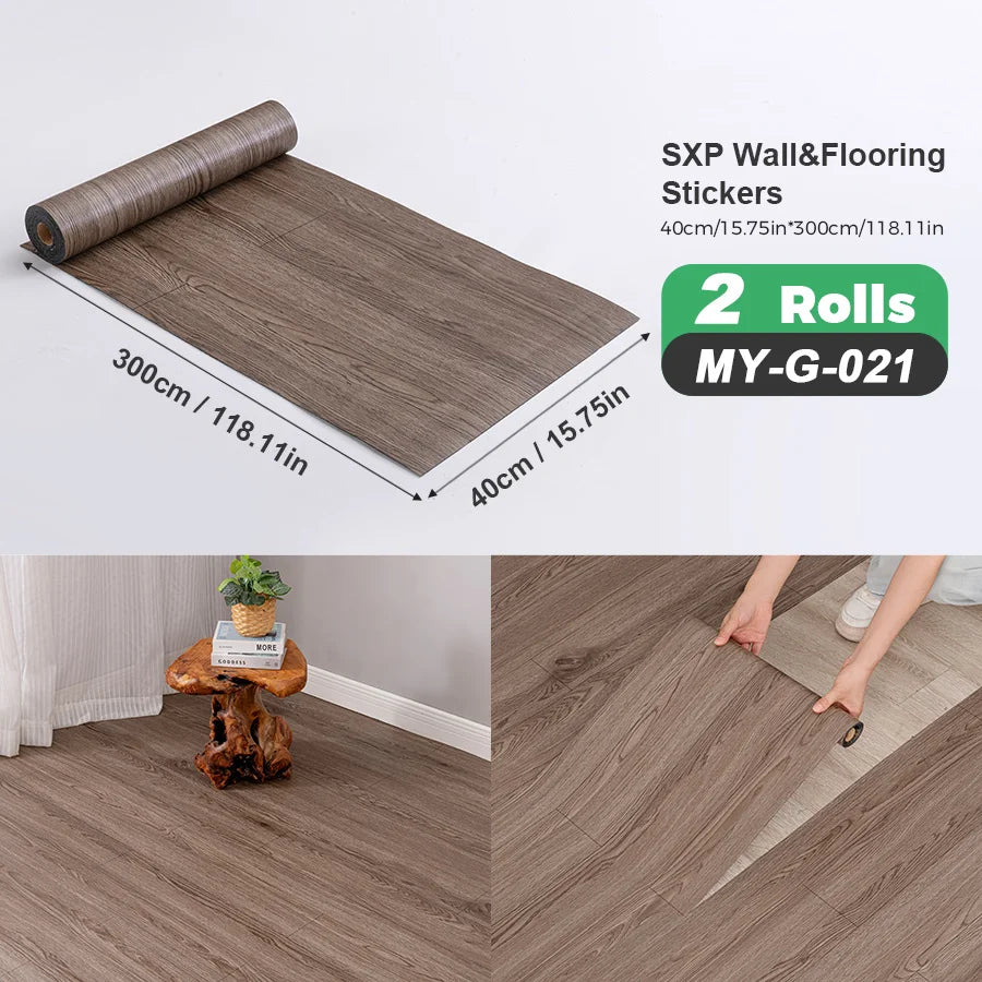 Two Rolls Self-Adhesive Wall And Floor Sticker Wood Grain Marble Design