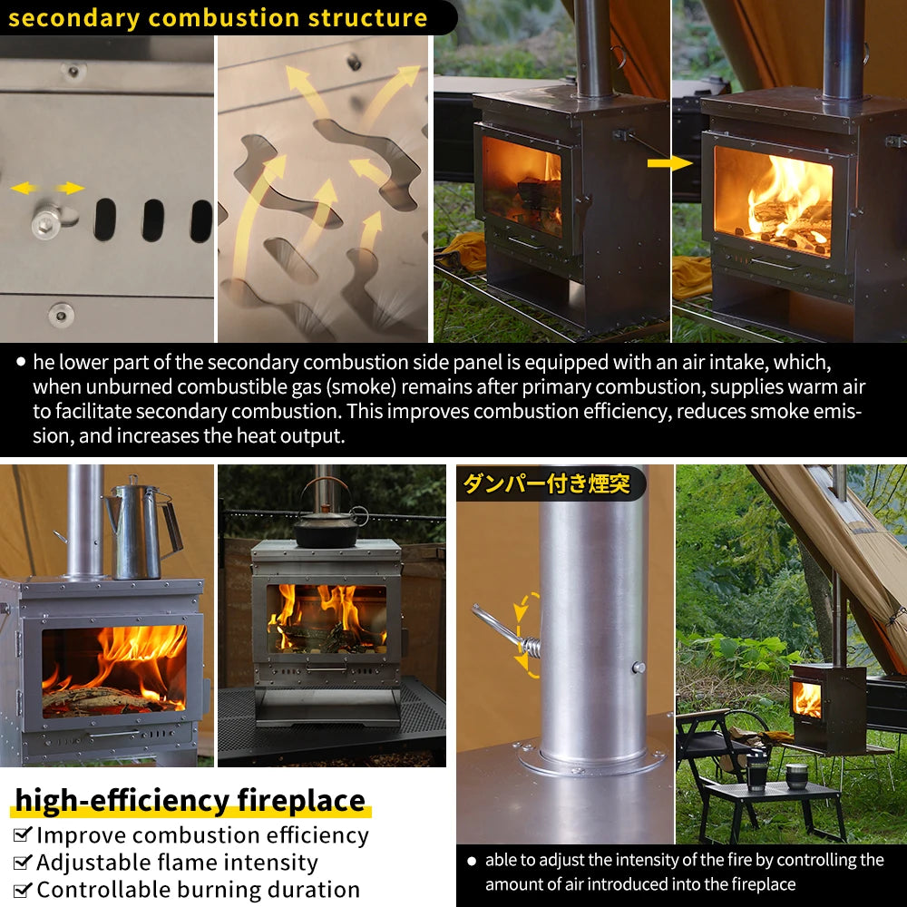 Soomloom Compact Portable Titanium Wood Burning Stove For Outdoor Camping And Grilling Adventures