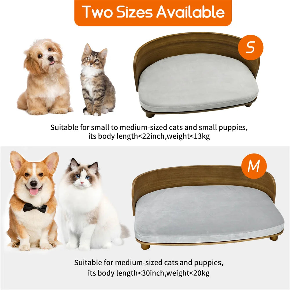 BORWART Elevated Pet Sofa Wood Bed for Small Dogs