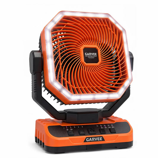 Himiss Portable Camping Fan With Remote Timer Led Light And 5 Speeds