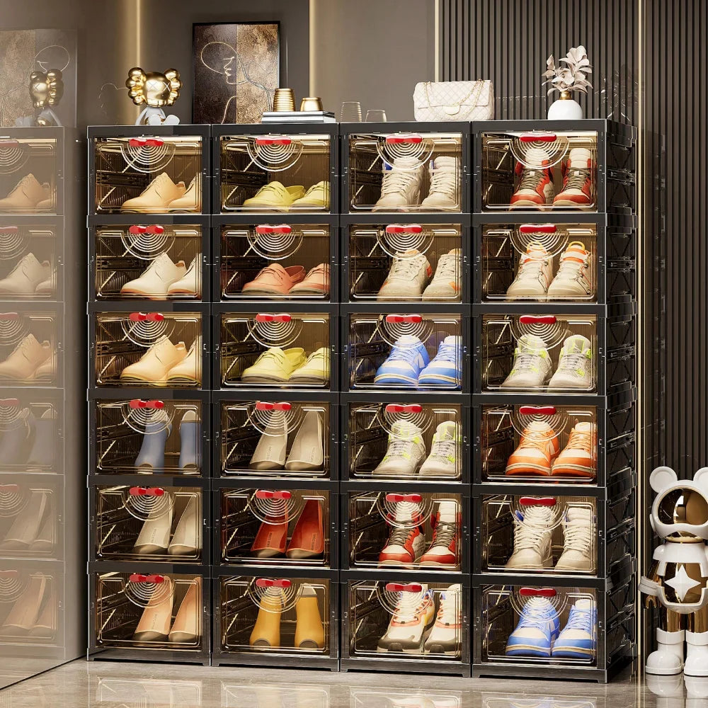 Foldable Shoe Box 6 Layer Transparent Storage For Entryway