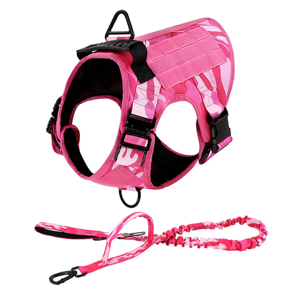Military Camouflage Dog Harness With Leash For Training