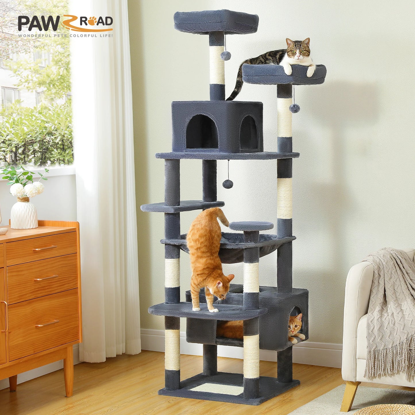 PAWZ Road Cat Tree And Tower For Indoor Cats With Scratching Posts