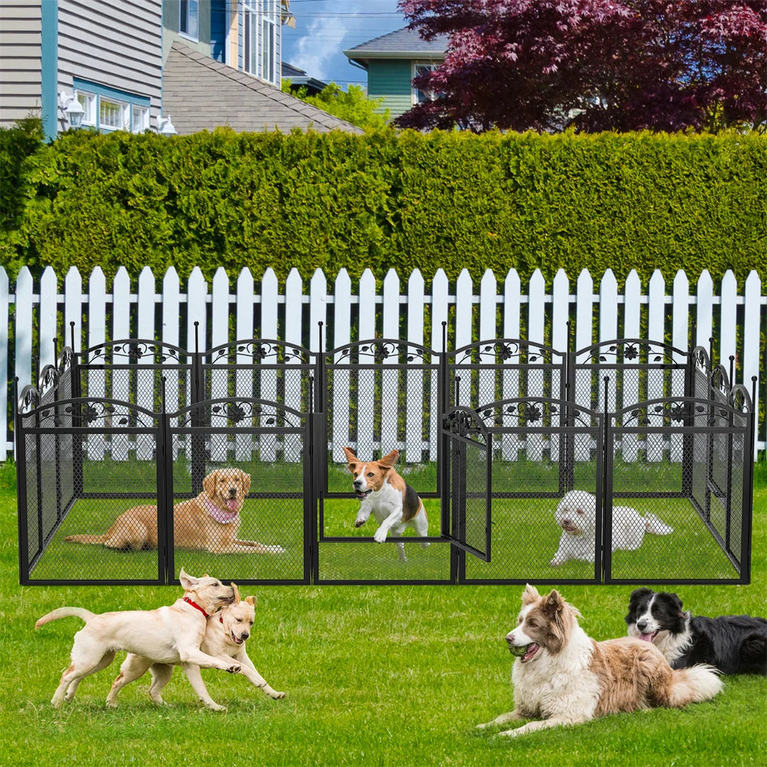 BINGOPAW Heavy Duty Metal Dog Playpen for Indoor Outdoor Use