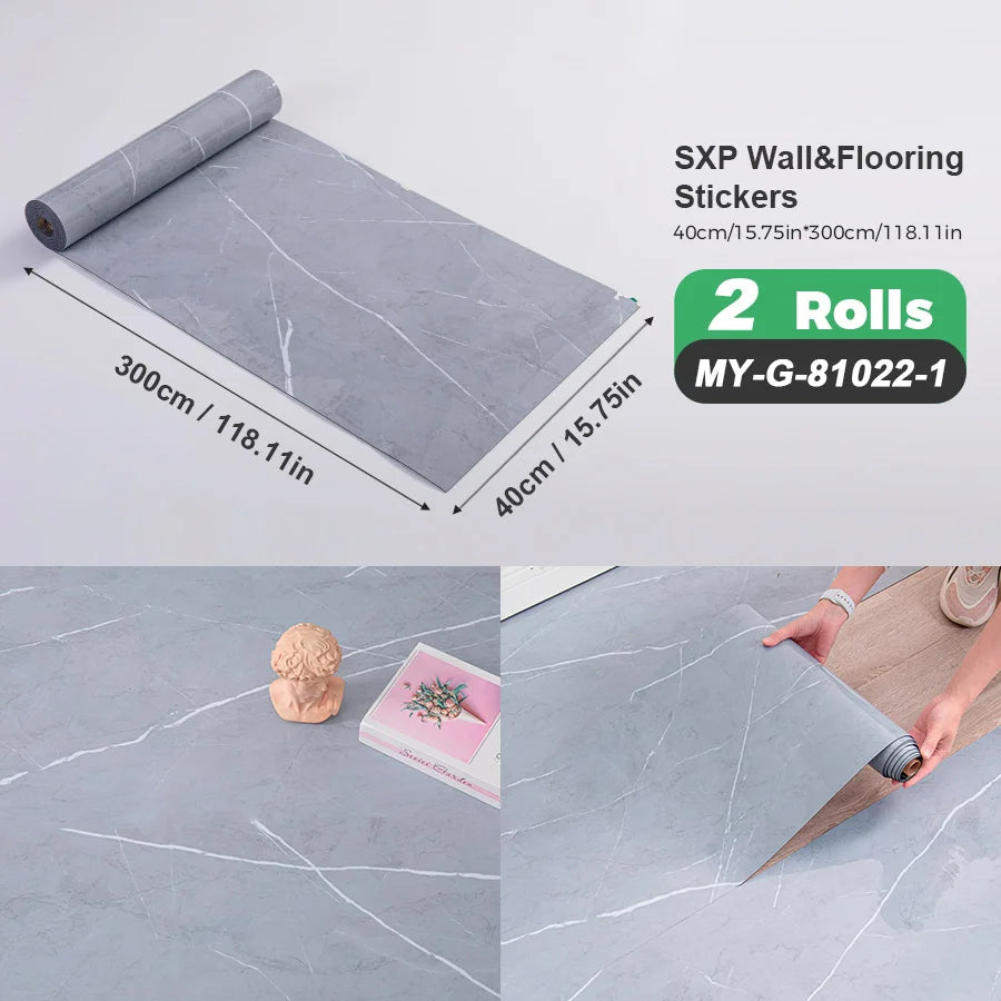 Two Rolls Self-Adhesive Wall And Floor Sticker Wood Grain Marble Design