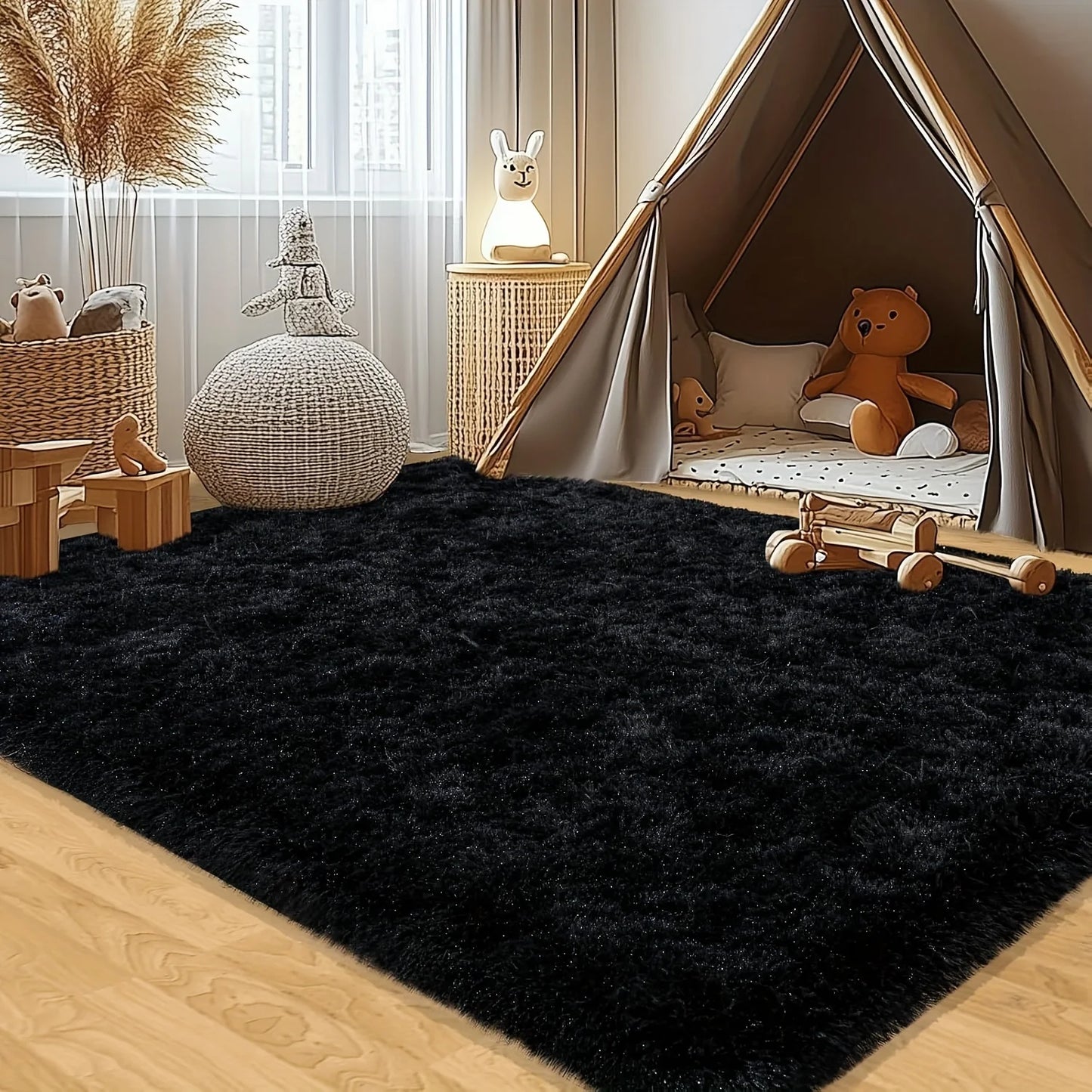 Aubusson Style Plush Geometric Area Rug Polyester For Bedroom Decor