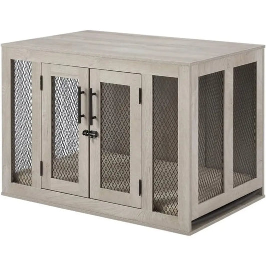 Urnure Style Engineered Wood Dog Crate With Cushion And Tray