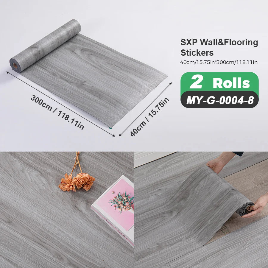 Two Rolls Self-Adhesive Wall And Floor Sticker Wood Grain Marble Design